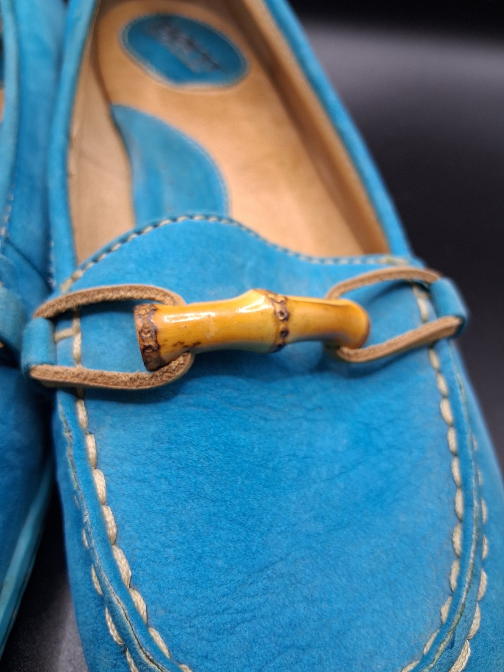 Born Turquoise Leather Loafers with Bamboo-Style Bit - Picture 4 of 12
